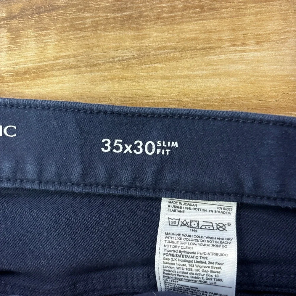 Banana Republic Traveler Pants 35x30 Slim Fit Chino Navy Blue Cotton Stretch